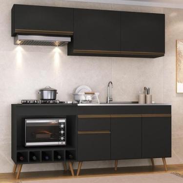 Imagem de Armário Cozinha Modulada Compacta c/ Gabinete p/ Pia e Balcão p/ Cookt