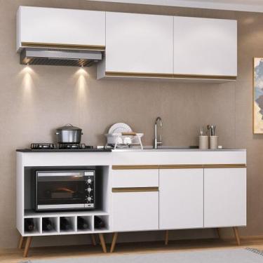 Imagem de Armário Cozinha Modulada Compacta c/ Gabinete p/ Pia e Balcão p/ Cookt