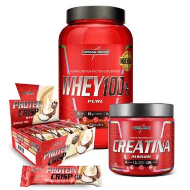 Imagem de Kit Whey 100% Chocolate + Crisps Bar + Creatina 300g - Integralmedica,