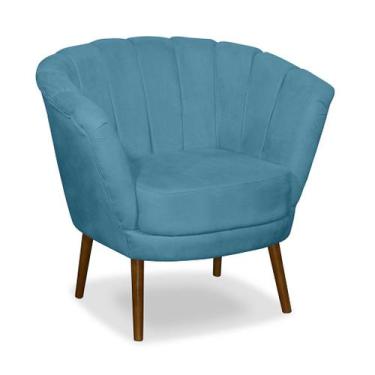 Imagem de Poltrona Pétala Flor Decorativa Suede  Azul Claro - Sonho das Poltrona