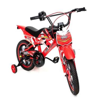 Imagem de Bicicleta Infantil Moto Cross Aro 14 Vermelha Unitoys imita barulho mo