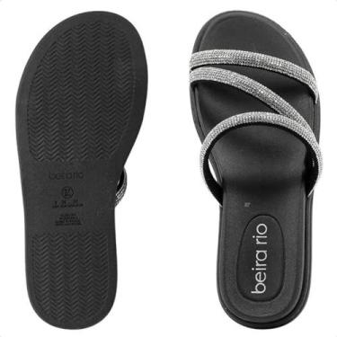 Imagem de Tamanco Feminino Casual Papete Tiras com Strass Beira Rio 8488.108, 38