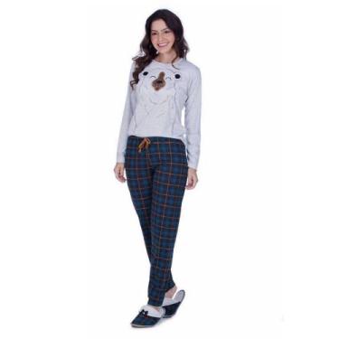 Imagem de Pijama Inverno Xadrez Ursão Feminino Adulto - Magia Mix, GG, Feminino