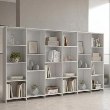 Imagem de Kit 2 Estantes Livreiro Multiuso 7 Prateleiras 11 Nichos London 137,5x