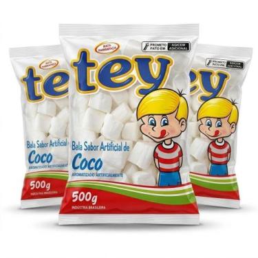 Imagem de Kit 3 Pacotes Bala Coco Tey 500G Macia Aerada Sabor Coco Lanche