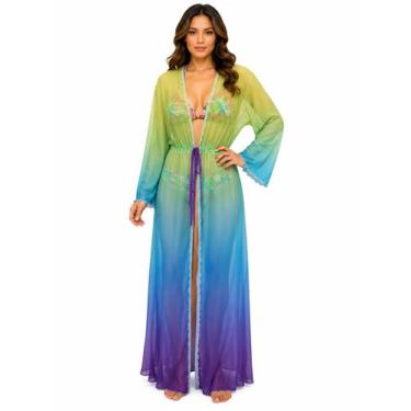 Imagem de Saída De Praia/ Kimono LongoTule Com Transparência Verão - Corpo Doura