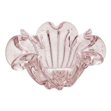 Imagem de Centro de Mesa Decorativo de Vidro Murano Italy Rosa Claro 21x10cm Lyor