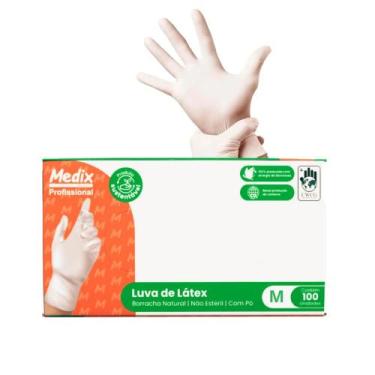 Imagem de Luva Latex M com Talco Medix 100 Unidades