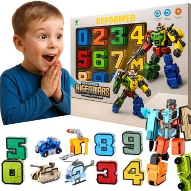 Imagem de Brinquedo Educativo Robô Números Transformers Kit Didático Infantil Pe