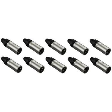 Imagem de Kit 10 conectores wireconex ml bk ni xlr macho wc 1013