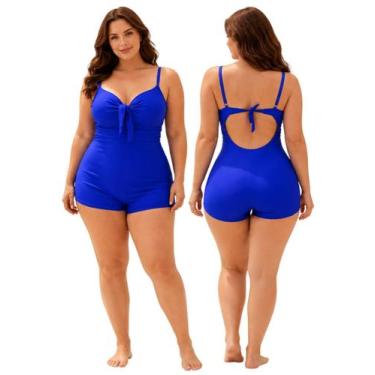 Imagem de Maiô Feminino Plus Size com Bojo e Short e Alças Reguláveis - Multmix,
