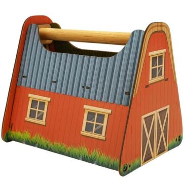 Imagem de Mini Fazendinha Infantil Brinquedo Lúdico 3+ Celeiro Animais Dobrável 