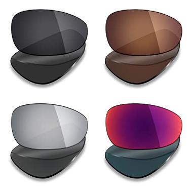 Imagem de Mryok 4 pares de lentes polarizadas de substituição para óculos de sol Oakley Crossrange XL – preto furtivo/marrom bronze/prata titânio/sol da meia-noite