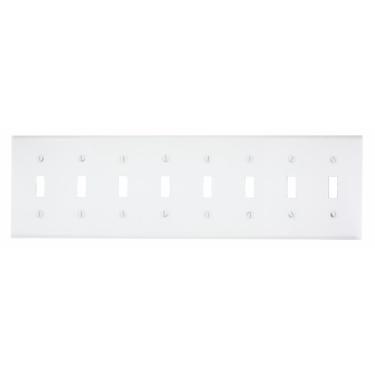 Imagem de Leviton S602-W 8 interruptores de dispositivo interruptor de parede, metal pintado, montagem de dispositivo, branco