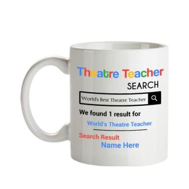 Imagem de SpreadPassion Caneca personalizada para professor de teatro - Presentes personalizados para professores de teatro - Caneca de café de 325 ml - Personalizada com o nome do seu professor de teatro