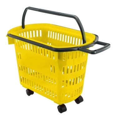Imagem de Cesto de Compras D300 Dellaplast 30l Com Rodas Amarelo