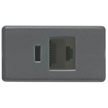 Imagem de Módulo para Tomada para Transmissão de Dados RJ45 cat. 6E Tramontina IzyFlat Grafite Tramontina
