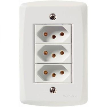 Imagem de Conj 4x2 3 Tomadas 2p+t 20 A 250 V Tramontina Lux2 Branco