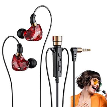 Imagem de Fones de ouvido de 3,5 mm com fio | Fones de ouvido intra-auriculares com fio com microfone atualizado com cancelamento de ruído | Fone de ouvido com fio jack de 3,5 mm, fone de ouvido com fone Baodan