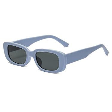 Imagem de Óculos de sol elegantes femininos homem rosa pequeno retângulo colorido óculos de sol moldura quadrada uv400 óculos, cinza preto, como imagem