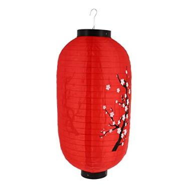 Imagem de Abajur de seda tradicional japonesa: lanterna de barra de sushi flor de cerejeira lanterna estilo asiático oriental à prova d'água para casa restaurante quintal vermelho