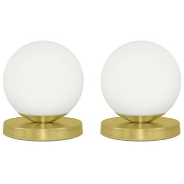 Imagem de Kit 2 Luminárias de mesa Globo Orby Dourado Base Redonda