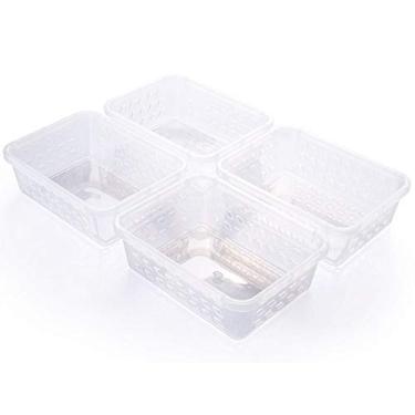 Imagem de Conjunto de Cestas Organizadoras de Plástico Retangulares Pequenas 4 Peças, Plasútil, Transparente