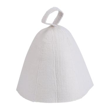 Imagem de Chapéu de sauna Teuopioe, chapéu de sauna de feltro de lã branca com anel de fixação para cabana banya na Rússia fornece unidade de bordado ucraniano, proteção de cabeça para homens e mulheres