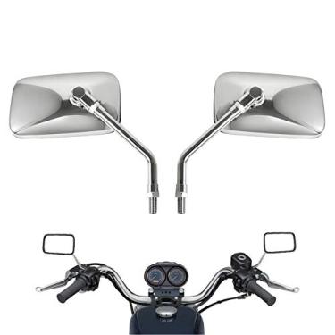 Imagem de Espelhos laterais para guidão universal de motocicleta cromada de 10 mm para Harley KTM Aprilia Honda Kawasaki Suzuki Cruiser Scooter