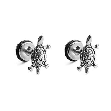 Imagem de Brincos de cartilagem de tartaruga pequena 16G Aço inoxidável Barra Helix Tragus Brinco Labret Studs Bar Piercing de orelha Flat Back Punk Joias Presentes para Mulheres Meninas Homens, Aço inoxidável, Sem pedra preciosa