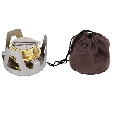 Imagem de Mini fogão de mochila a álcool, queimador portátil de latão com suporte e bolsa de armazenamento, para camping, mochila, piquenique(Silver)