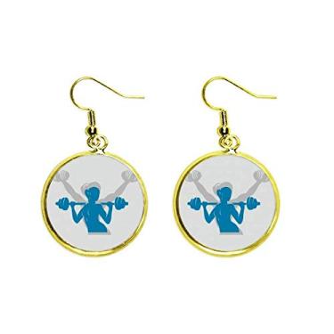 Imagem de Brinco de gota dourado para levantamento de peso com halteres e brincos femininos, Metal