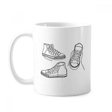 Imagem de Sapatos de lona branca pintados à mão caneca cerâmica xícara de café porcelana louça