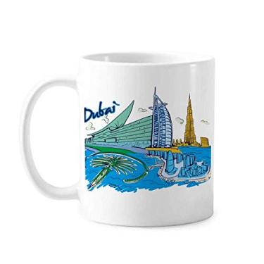 Imagem de Caneca em aquarela Dubai Emirados Árabes Unidos Caneca Cerâmica Café Porcelana Utensílios de Mesa