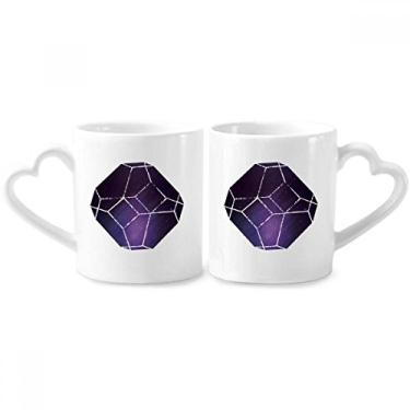 Imagem de Crystal Universe Sky Fantasy Star Conjunto de canecas de porcelana para casais, copo de cerâmica para amantes e coração
