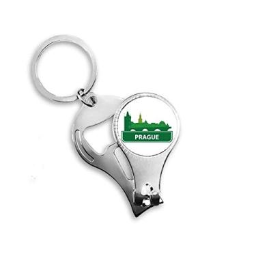 Imagem de Praga República Tcheca Green Landmark Nail Nipper Ring Chaveiro Abridor de Garrafas Cortador