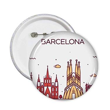 Imagem de Barcelona Espanha Flat Landmark Pattern Pins Badge Button Emblem Decoração Acessório 5 peças