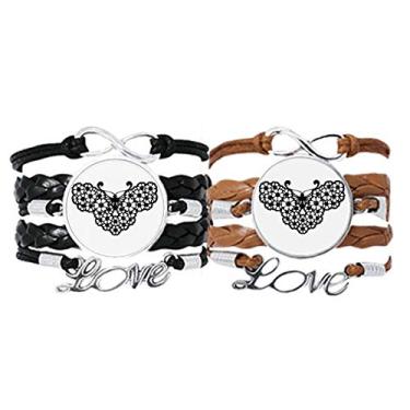 Imagem de DIYthinker Pulseira de borboleta com asas florais alça de mão pulseira de corda de couro conjunto duplo presente, Couro, Não se candidatar