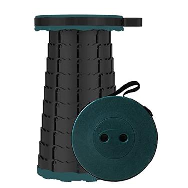 Imagem de KELATI Banco dobrável, banco retrátil telescópico com saco de armazenamento, capacidade de 180 kg, para viagens ao ar livre, pesca, caminhadas e churrasco (incluindo bolsa de armazenamento) - verde escuro