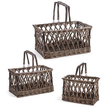 Imagem de Darice Cestas de armazenamento decorativas com alça Willow Swing, multitamanhos, marrom