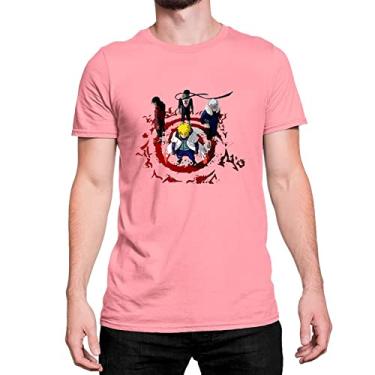 Imagem de Camiseta Algodão Anime Naruto Antigos Hokages Cor:Rosa;Tamanho:G