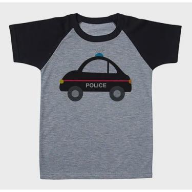 Imagem de Camiseta Raglan Infantil Carrinho Carro Policia
