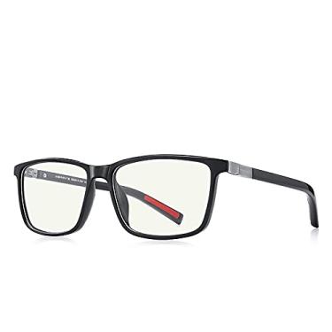 Imagem de Óculos de bloqueio de luz para computador anti-raio azul para homens Óculos quadrados de silicone Templo preto vermelho