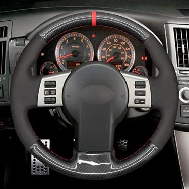 Imagem de Capa de volante de carro de couro confortável antiderrapante costurada à mão preta, apto para Infiniti FX FX35 FX45 2003 a 2007 2008 Nissan 350Z 2002 a 2008 2009