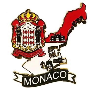 Imagem de Imã Mônaco – Imã Mapa Mônaco Bandeira Cidades Símbolos - Mapa Mundi Magnético - Imã Geladeira Mônaco