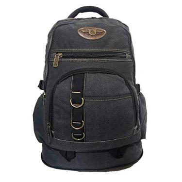 Imagem de mochila de lona masculina camping resistente pesca viagem 50 litros grande (Preto)