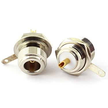 Imagem de Adaptador coaxial Maxmoral 2PCS N fêmea com cabo para anteparo de porca e conector de poste de solda RF Coaxial
