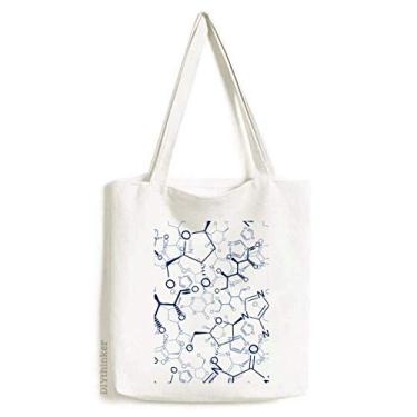 Imagem de Bolsa de lona abstrata com estrutura química molecular azul bolsa de compras bolsa casual