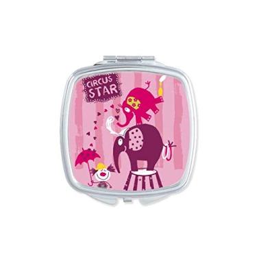Imagem de Circus Star Palhaço Elefante Rosa Espelho Portátil Compacto Bolso Maquiagem Dupla Face Vidro