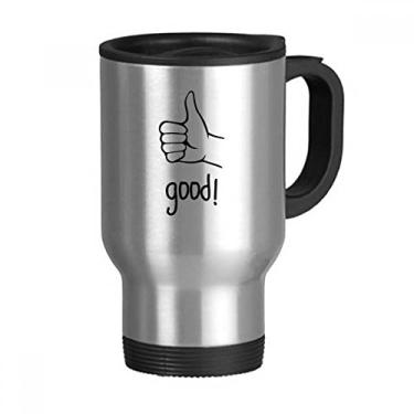 Imagem de Polegar preto personalizado Gesto Caneca Flip Tampa Aço Inoxidável Copo Carro Copo Thermos